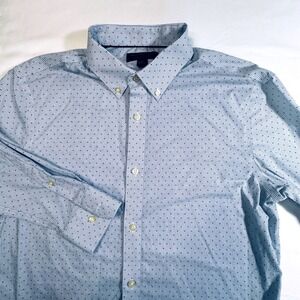 Banana Republic Non Iron Standard Fit Men's Button Down Shirt Blue Dot Size M